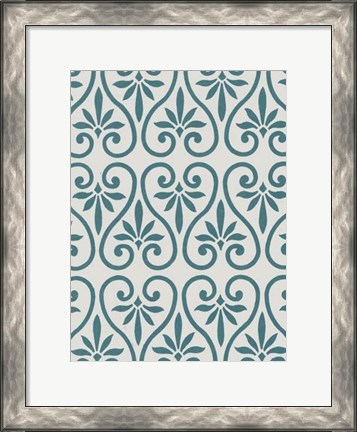 Framed Ornamental Pattern in Teal IX Print