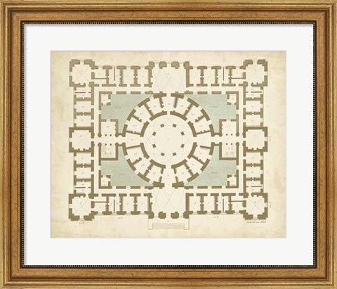 Framed Plan in Taupe &amp; Spa II Print