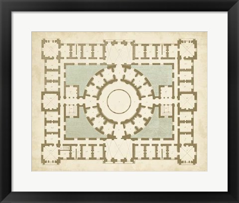 Framed Plan in Taupe &amp; Spa III Print