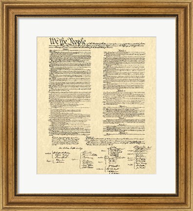 Framed Constitution on Khaki Print