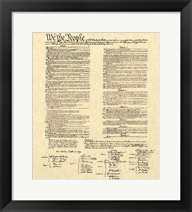 Framed Constitution on Khaki Print