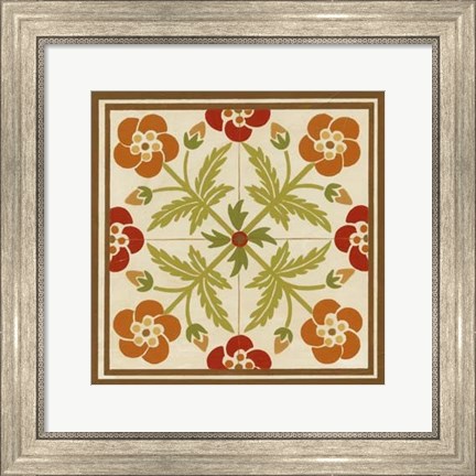 Framed Floral Folk Tile III Print