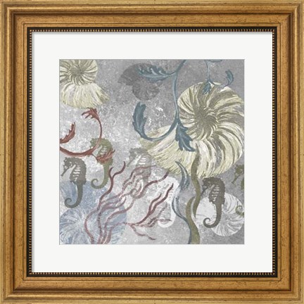 Framed Seahorse Collage II Print