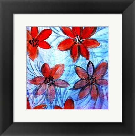 Framed Flower Strokes I Print