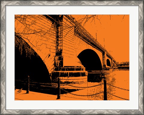 Framed London Bridges on Orange Print