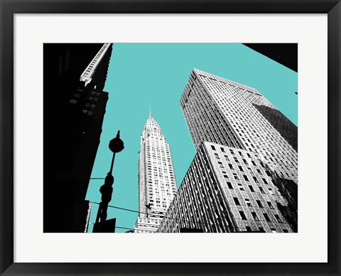 Framed New York on Blue Print