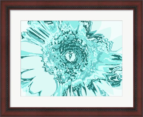 Framed Turquoise Abstract Flower Print