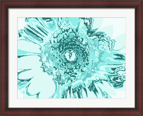 Framed Turquoise Abstract Flower Print
