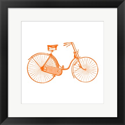 Framed Orange On White Bicycle Print