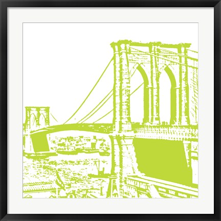 Framed Lime Brooklyn Bridge Print