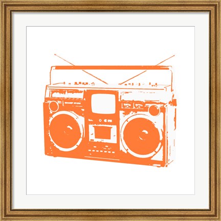 Framed Orange Boom Box Print