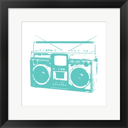 Framed Aqua Boom Box Print