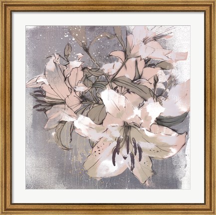 Framed Painted Lilies I Print