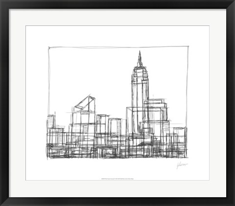 Framed Wire Frame Cityscape I Print
