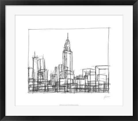 Framed Wire Frame Cityscape II Print