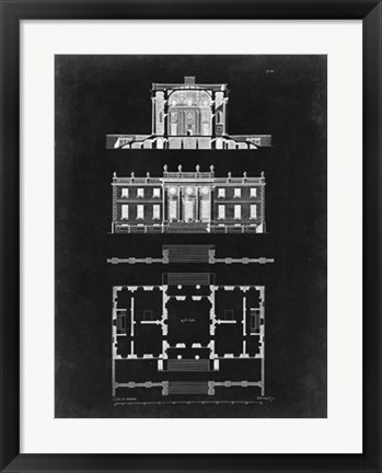 Framed Graphic Building &amp; Plan IV Print