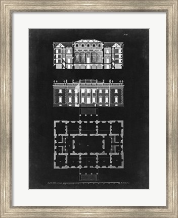 Framed Graphic Building &amp; Plan VI Print