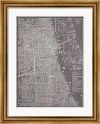 Framed City Map of Chicago Print