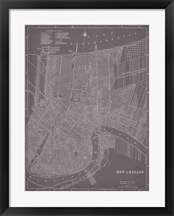 Framed City Map of New Orleans Print