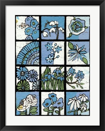 Framed Asure Botanical I 12-Patch Print