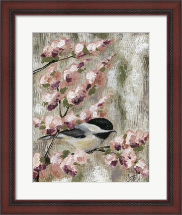 Framed Cherry Blossom Bird I Print