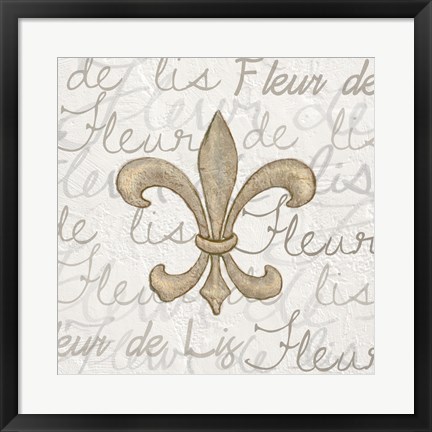 Framed Fleur de Lis - White Print