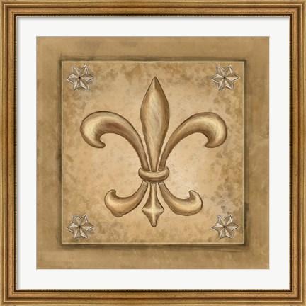 Framed Fleur de Lis - Gold Print