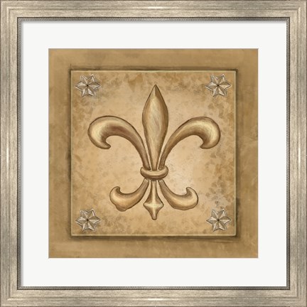 Framed Fleur de Lis - Gold Print