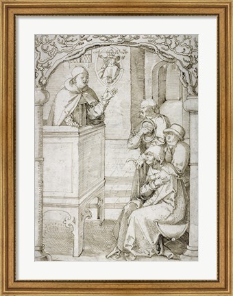 Framed Monk Preaching Print