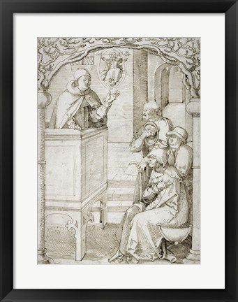 Framed Monk Preaching Print