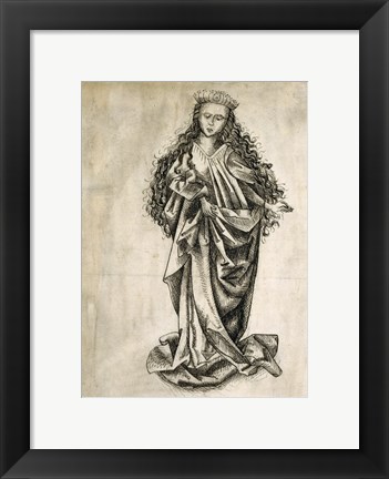Framed Standing Female Saint Print