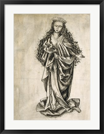 Framed Standing Female Saint Print