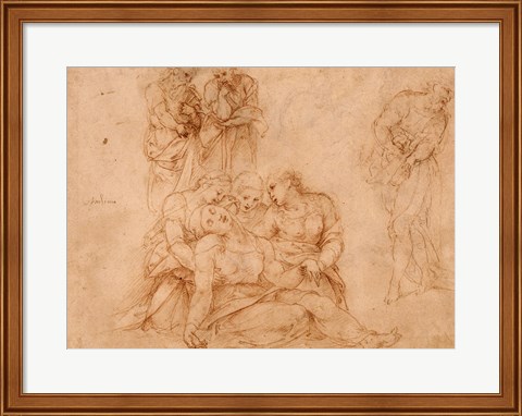 Framed Swooning Virgin Supported by Three Holy Women Print
