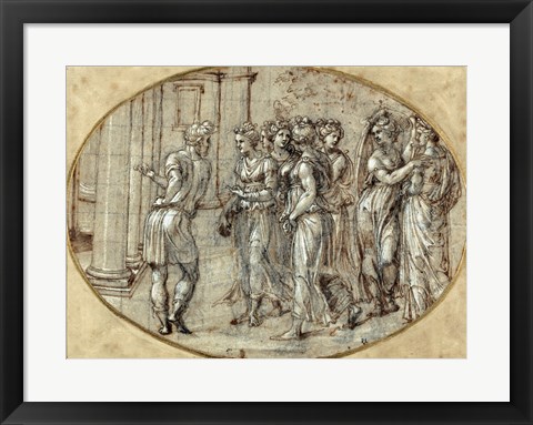 Framed Odysseus and the Daughters of Lycomedes Print