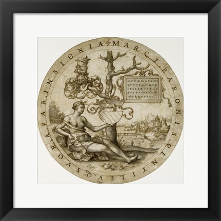 Framed Study for a Stained-Glass Window with the Coat of Arms of the Barons von Paar Print