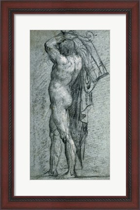 Framed Nude Man Carrying a Rudder on His Shoulder Print