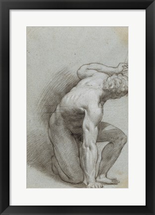 Framed Kneeling Figure Print