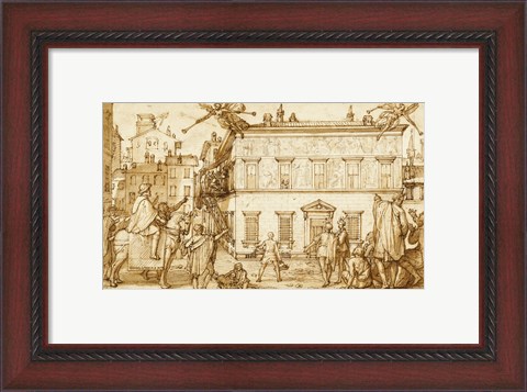 Framed Taddeo Decorating the Facade of Palazzo Mattei Print