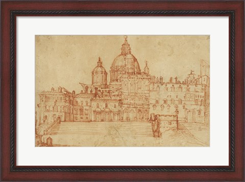 Framed View of Saint Peter&#39;s (recto); Study of a Young Man Print