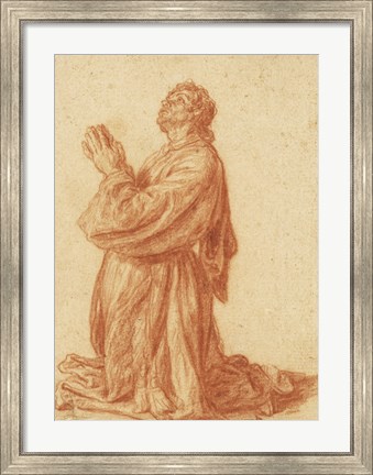 Framed Study of a Kneeling Man Print