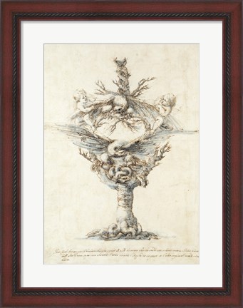 Framed Design for a Ewer with Eagles and PuttI Print