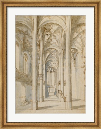 Framed Interior of a Gothic Church Print