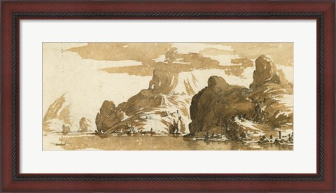 Framed View of Mountains across a Lake Print