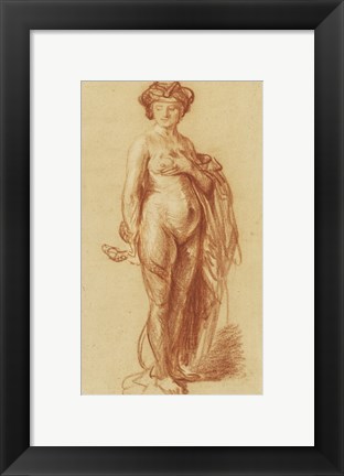 Framed Nude Woman with a Snake Print