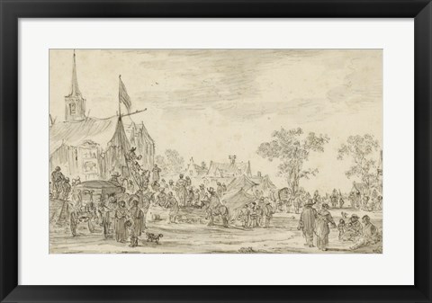 Framed Village Festival with Musicians Playing Outside a Tent Print