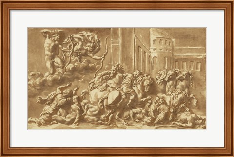 Framed Sons of Niobe Being Slain by Apollo and Diana Print