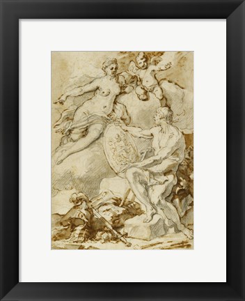 Framed Venus Receiving from Vulcan the Arms of Aeneas Print