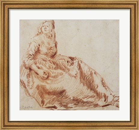 Framed Study of a Seated Woman Print