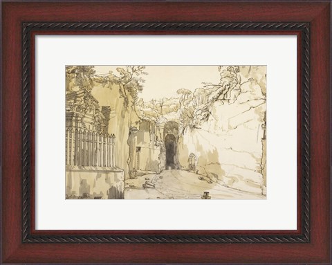 Framed Entrance to the Grotto at Posilipo Print