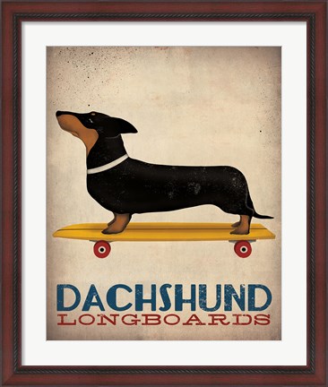 Framed Dachshund Longboards Print